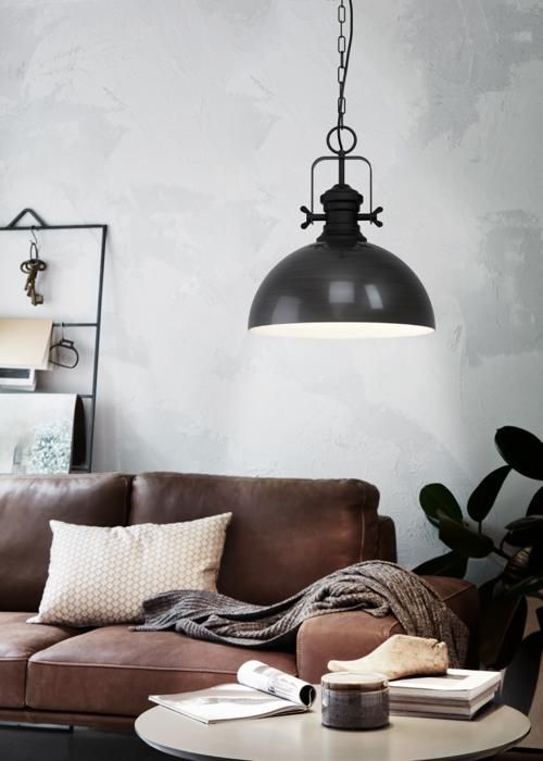 Luminaire en suspension - EGLO - COMBWICH - Acier noir et crème - 1100mm de hauteur - Design contemporain