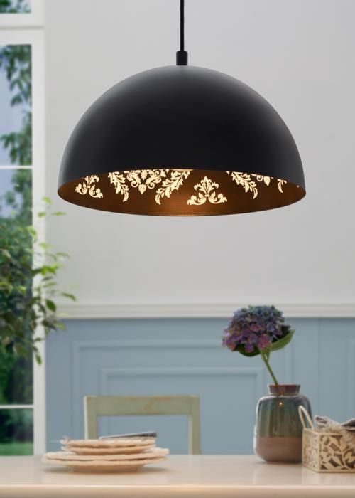 Luminaire en suspension - EGLO - CONGRESBURY - Acier noir - Hauteur 1100 mm - Diamètre 380 mm