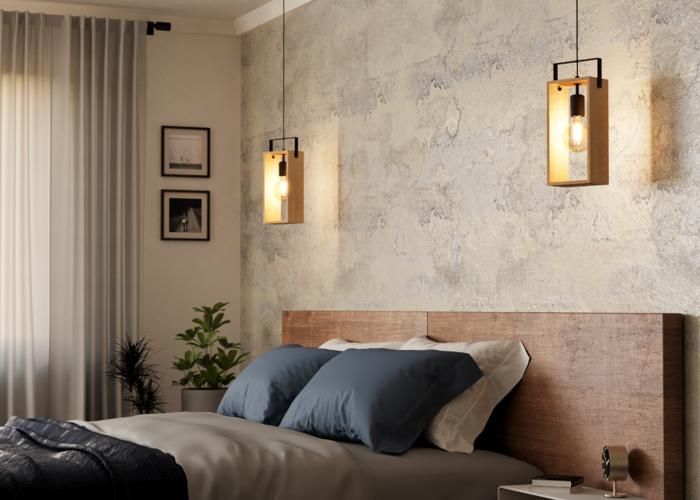 Luminaire en suspension - EGLO - FAMBOROUGH - Acier et bois - Style contemporain - Intérieur électrique