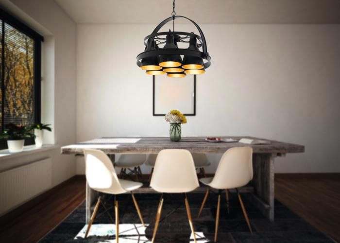 Luminaire en suspension - EGLO - BACKBARROW - Design industriel - Acier noir et or - Dimensions 1200x540x600mm