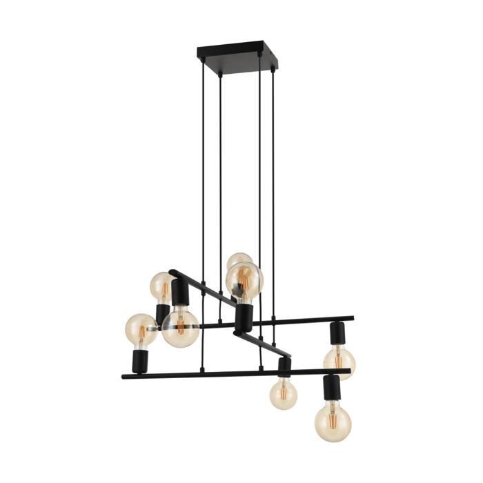 Suspension MEZZANA E27 8X40W en acier noir 650x650x1100mm
