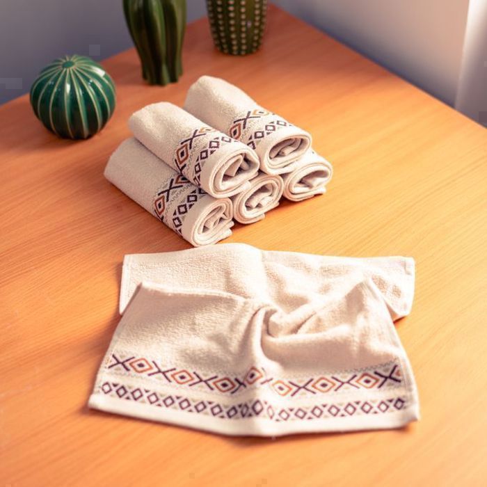 Serviette de toilette - Berbère - Pack de 6 - 30x30 cm - 100% coton - Design marocain