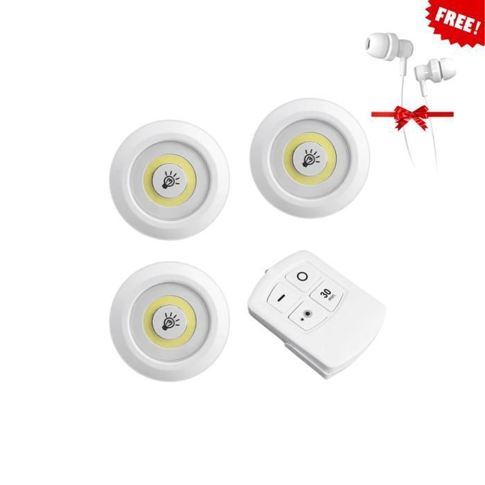 Kit de Spots LED - Non specifie - 3 Ampoules - Telecommande - Autonomie 30 min - Interieur