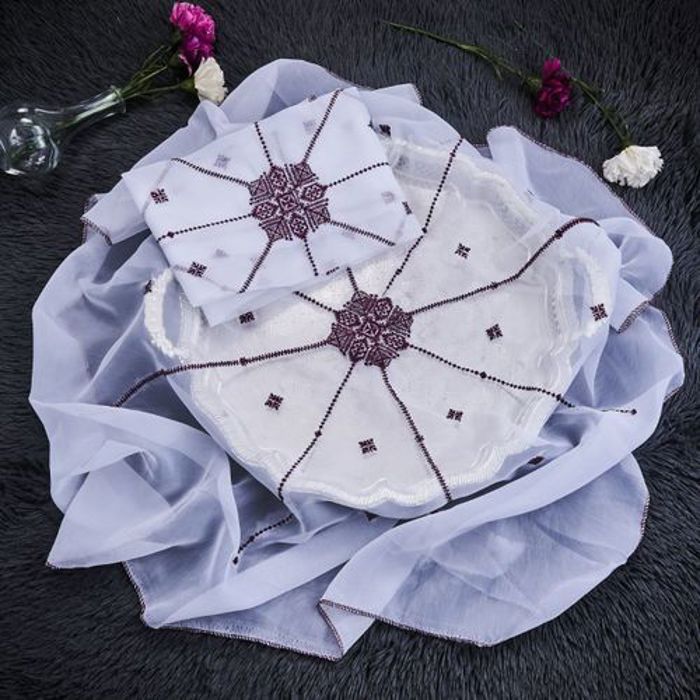 Cache plateau en voile Brodé  tarz el fassi