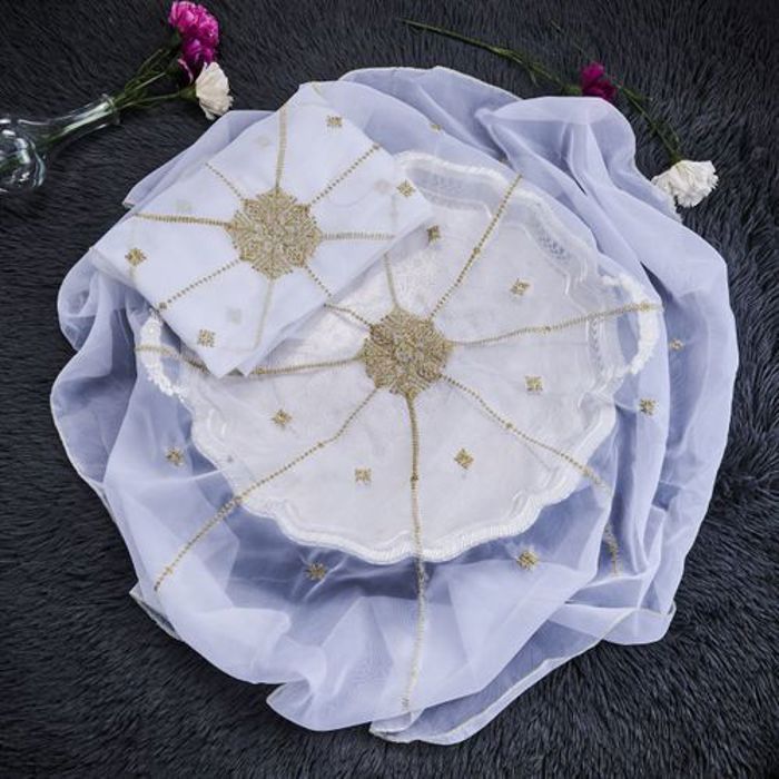 Cache plateau en voile Brodé  tarz el fassi x2 pieces