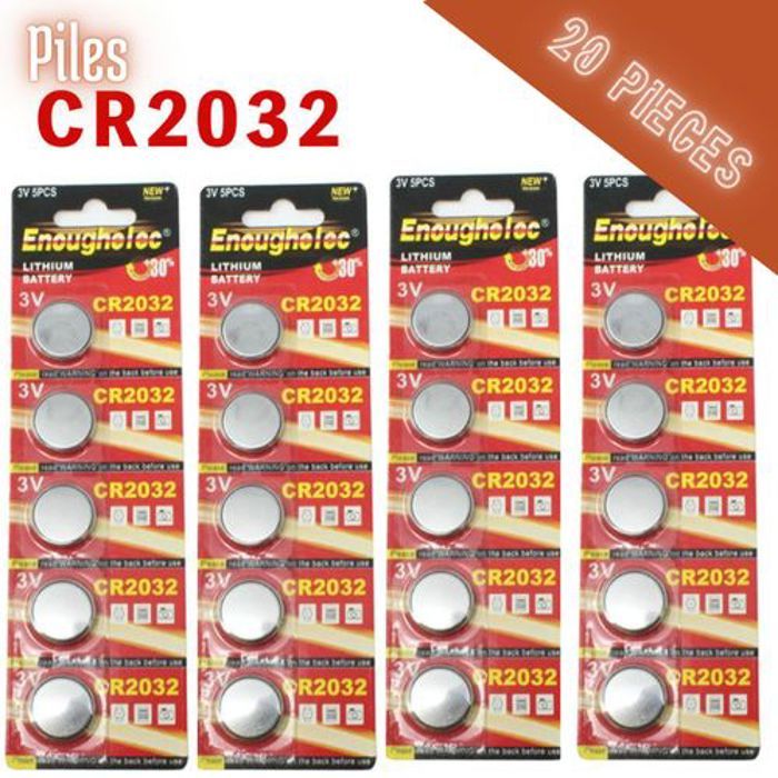 Batterie - ENOUGHELEC - CR2032 - 20 Piles - 3V - Lithium Bouton