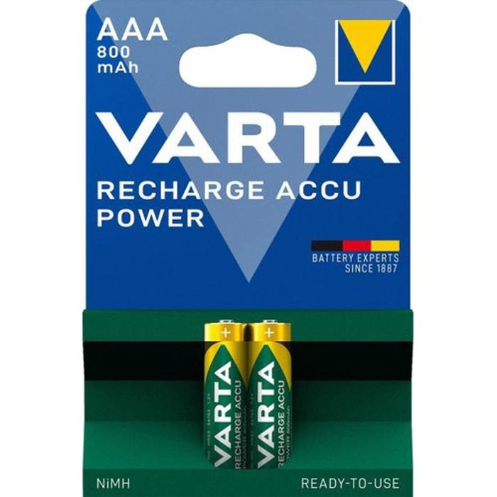 Piles rechargeables - VARTA - ACCU AAA - 800mAh - Lot de 2 - Universel