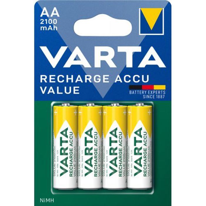 Batterie rechargeable - VARTA - ACCU LR6 (AA) - 1,2V NiMH - 2100mAh - Lot de 4 piles