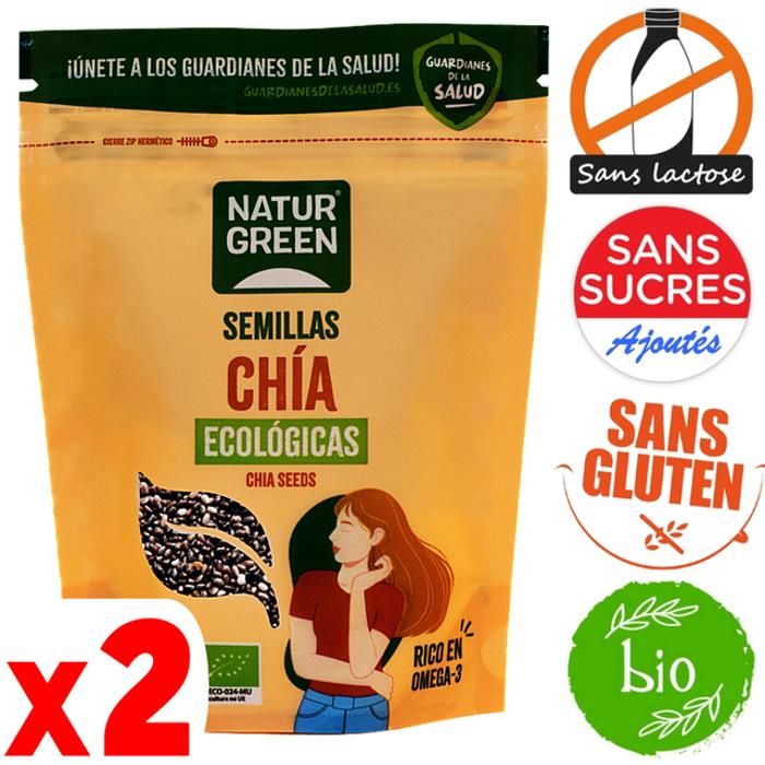 Graines de chia 100% Bio sans gluten sans sucre sans lactose 400 g