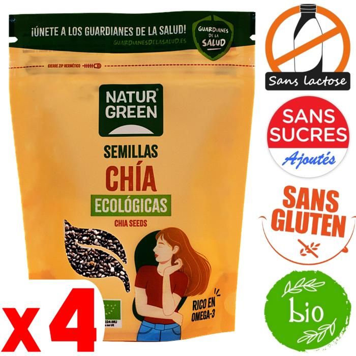 Graines de chia 100% Bio sans gluten sans sucre sans lactose 800 g
