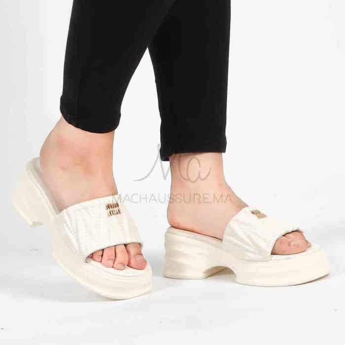 Sandales compensées - MACHAUSSURE - Fiesta - Cuir synthétique - Talon de 6 cm - Blanc