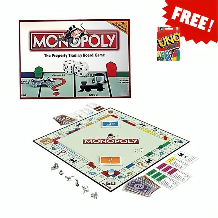 Monopoly Jeux de société Haute Qualité+ Jeu de Carte Uno Gratuit