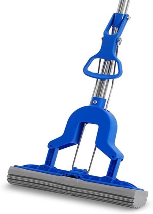Balai Éponge PVA avec Manche Télescopique en Métal – Tête Remplaçable 27 cm – Bleu