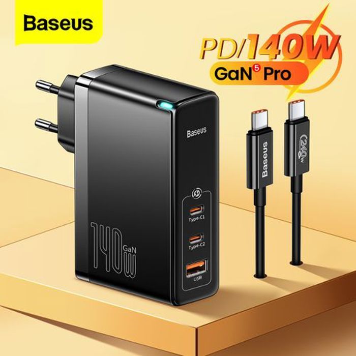Baseus Chargeur GaN 5 Pro 140W USB Type-C  PD 3.1 QC, Charge rapide 4.0, Avec Cable