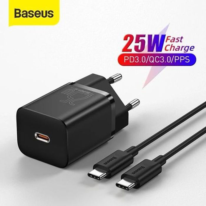 Chargeur rapide - Baseus - 25W - Type-C - Câble inclus 1m - Compatible Samsung et iPhone