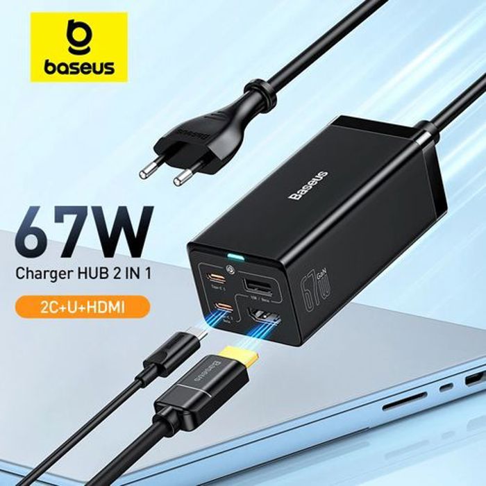 Chargeur USB Type C - BASEUS - Adaptateur pour iPhone et Switch - 67W - GaN5 - Compact et léger