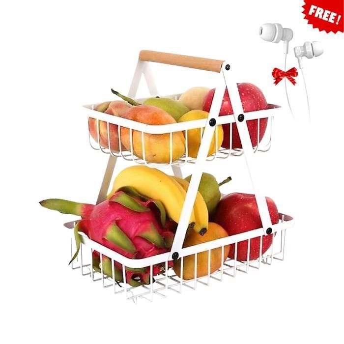 Étagère de Rangement pour Paniers de Légumes - Blanc Avec écouteurs Gratuit