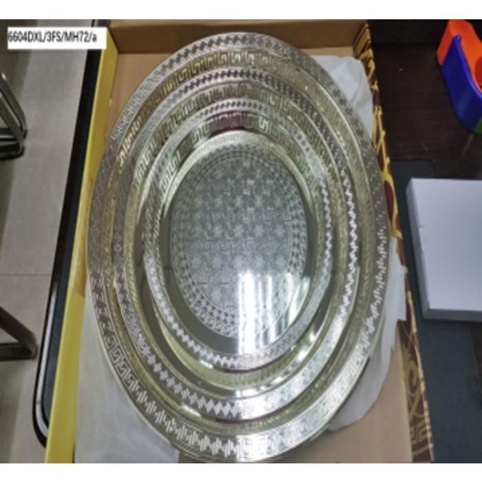 Plateaux en métal - VENEZIA - 6604-DXL/3FS/MH-72/A - Argenté - Set de 3 - Haute qualité