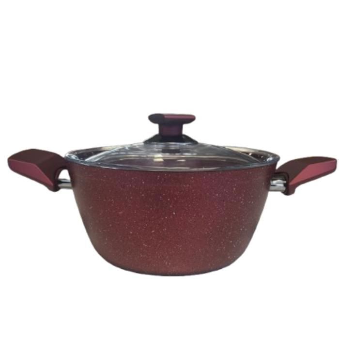 Faitout - VIVALDI - 22cm - Granite - Rouge - Résistance aux rayures