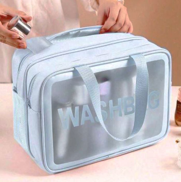 Sac de Maquillage double compartiment Large Capacité Washbag Transparent Étanche