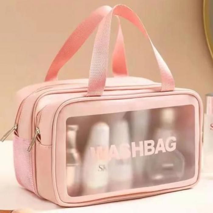 Sac de Maquillage double compartiment Moyen Capacité Washbag Transparent Étanche