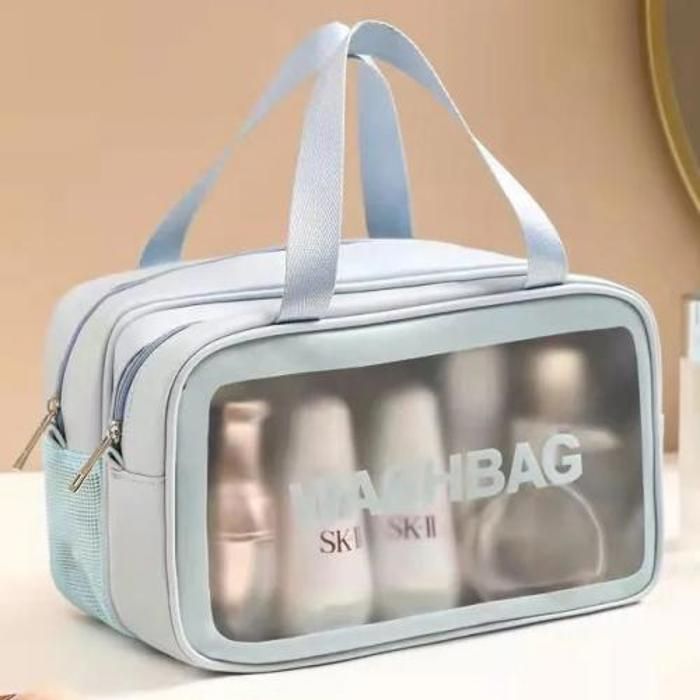 Sac de Maquillage double compartiment Moyen Capacité Washbag Transparent Étanche