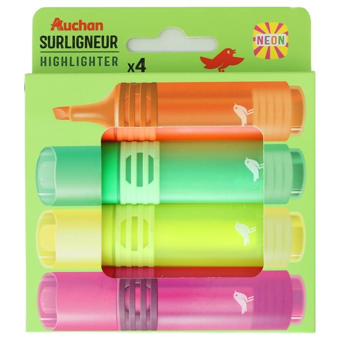 AUCHAN 4 FLUOS ASRT DE COULEURS