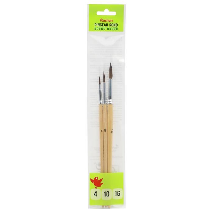 3 PINCEAUX AQUARELLE NO4-10-16 AUCHAN
