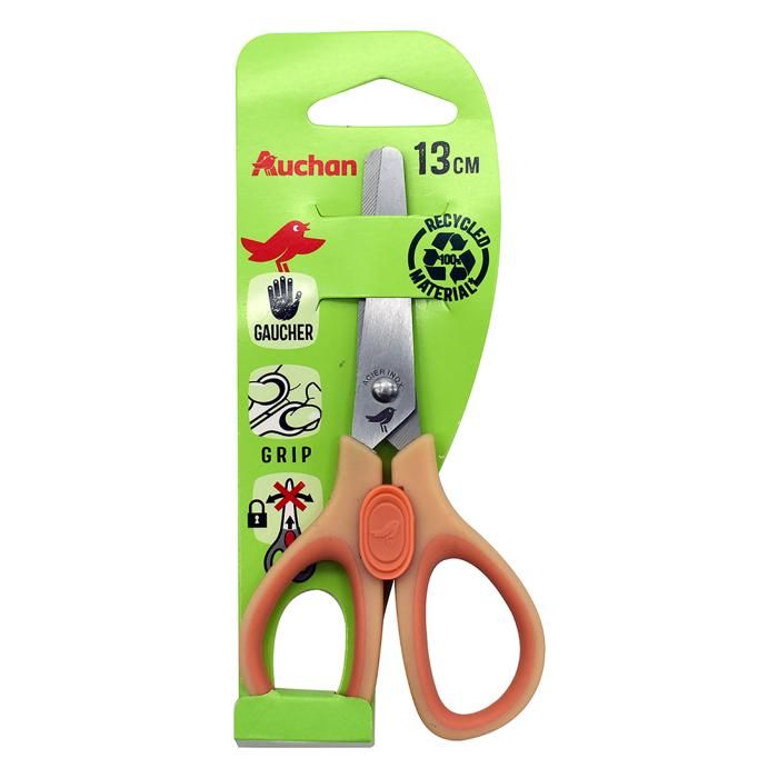Ciseaux pour gaucher - Auchan - 13 cm - Sécurité - Confortable et précis