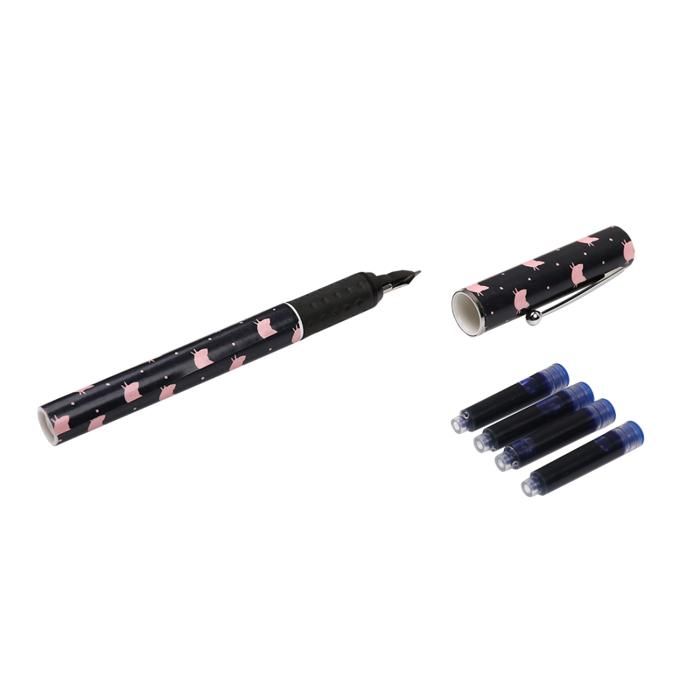 STYLO PLUME + 4 CARTOUCHES MOTIFS CHAT