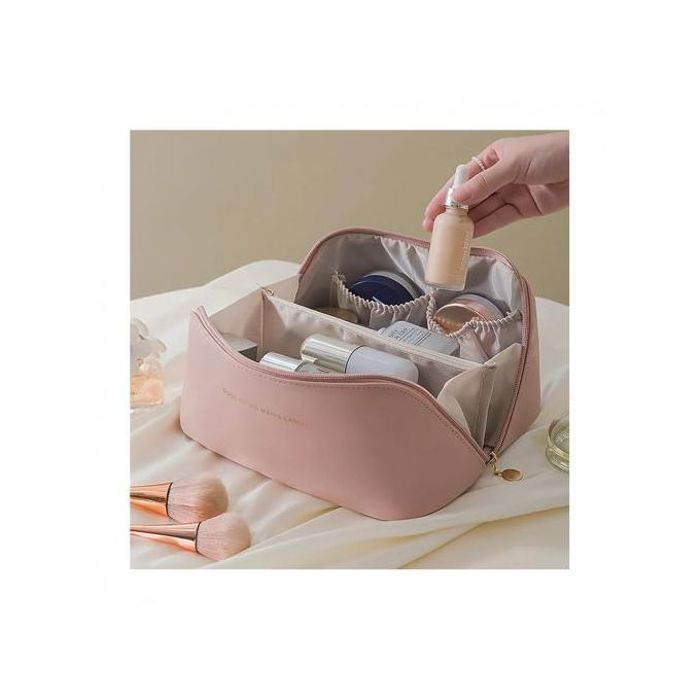 Trousse de maquillage en cuir de grande capacité pour femmes, trousse à cosmétiques,