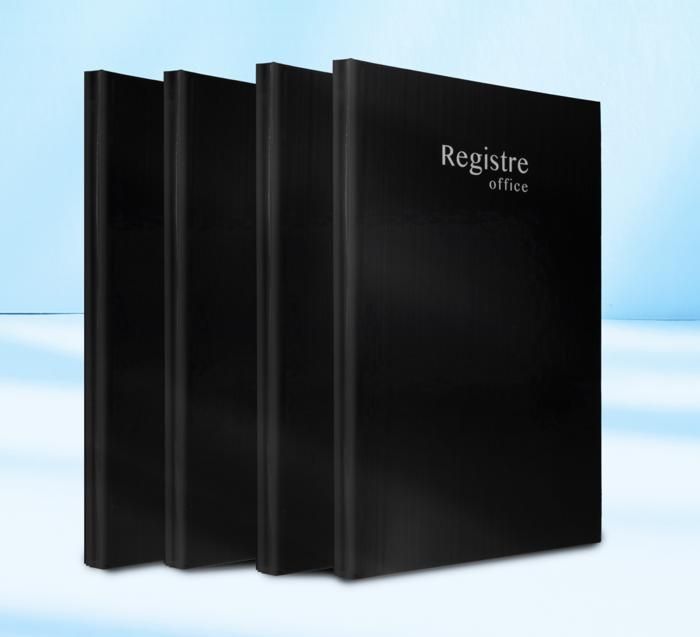 Registre - BLEU MARINE - 480 Pages - Couverture Noir - 60g - Mixte