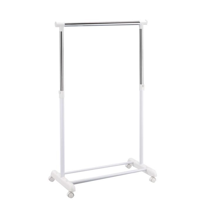 Portant Blanc - Modulable - 80x43xH 90/160cm - Métal - A monter soi-même