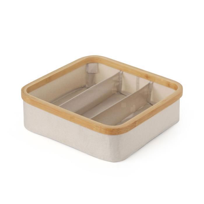 Panier de stockage pliable - Non spécifié - 3 compartiments - Beige - Polyester - 6.7L