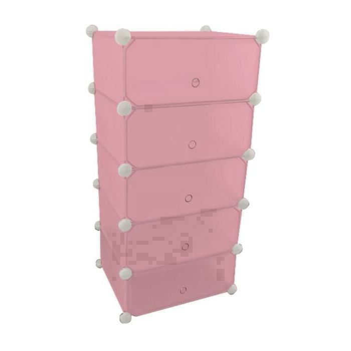 Meuble à chaussures - MUNC133 - Rose - 5 portes - 5 tiroirs - 9 paires de chaussures