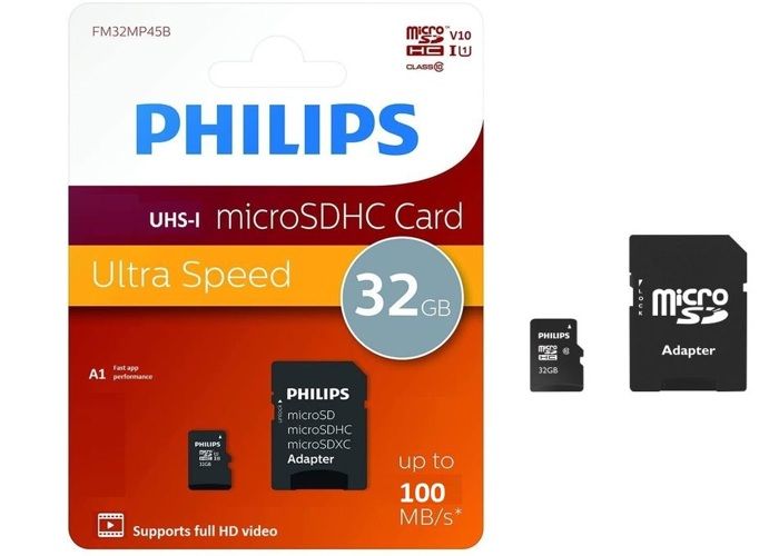 Philips Carte mémoire 32GB UHS-I microSDHC 32Gb -Class 10-Vitesse 100MB/s