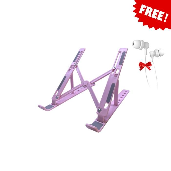 Support Pc et Tablet léger et pliable - Rose Avec écouteurs Gratuit