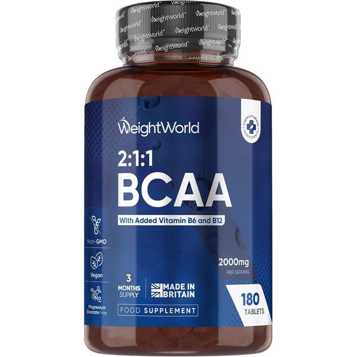BCAA Comprimés 2000mg - 180 Comprimés Vegan Énergie, Métabolisme, Fatigue & Musculation