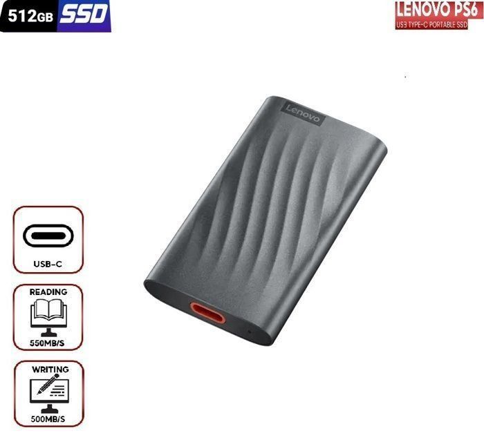 Lenovo Disque Dur externe 512TB/To SSD 512GB vitesse 550Mo/s en lecture USB 3.2gen2