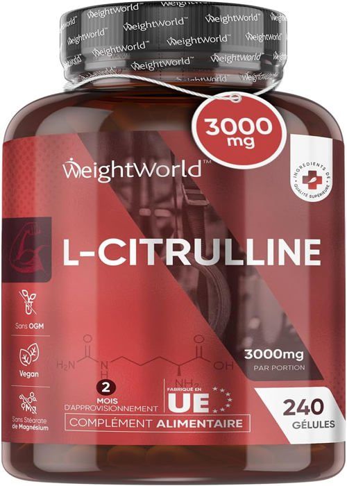 L Citrulline Preworkout 3000 mg - 240 Gélules Vegan Idéal Pour Sportifs, Routine Active
