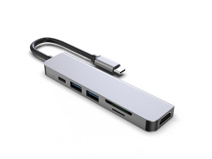 Adaptateur HUB 6 en 1 USB-C HUB + Card Reader