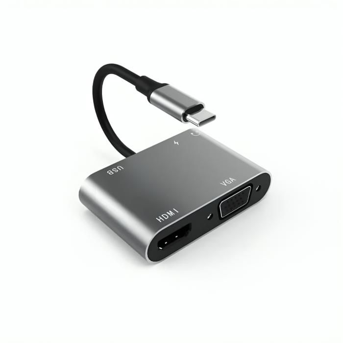 Adaptateur HUB 5 en 1 USB-C vers HDTV vers Hub PD+HDTV+VGA+USB+Audio