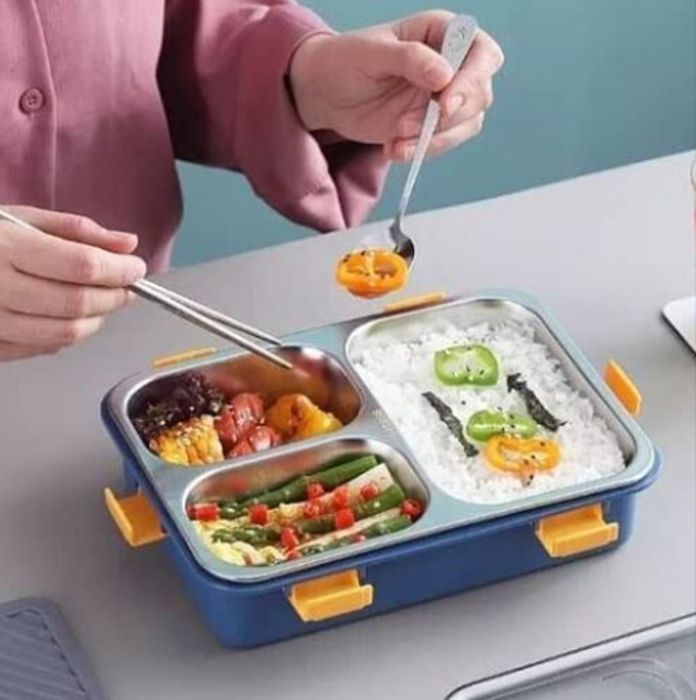 Boîte à lunch - Acier inoxydable - 3 compartiments - Anti-fuite - Durable et pratique