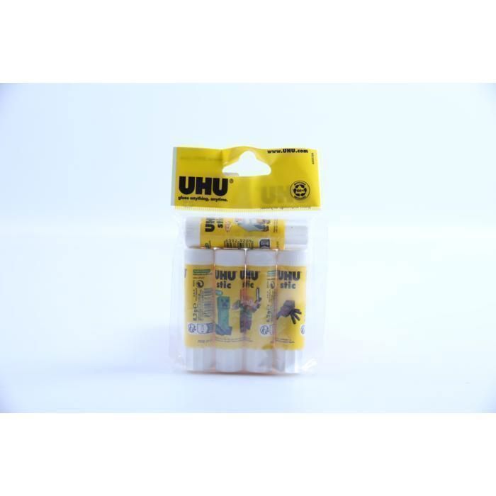 Colle en stick - UHU - 8.2g x4 - Couleur blanche - Réduction 50% sur le 5ème stick