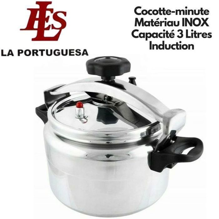 La Portuguesa Cocotte-Minute en Acier Inoxydable 18/10, Capacité 3 Litres, Tous Feux, Induction