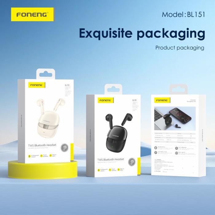 Écouteurs TWS - BL151 - Blanc - Autonomie 4-5h - Bluetooth 10M - Type-C