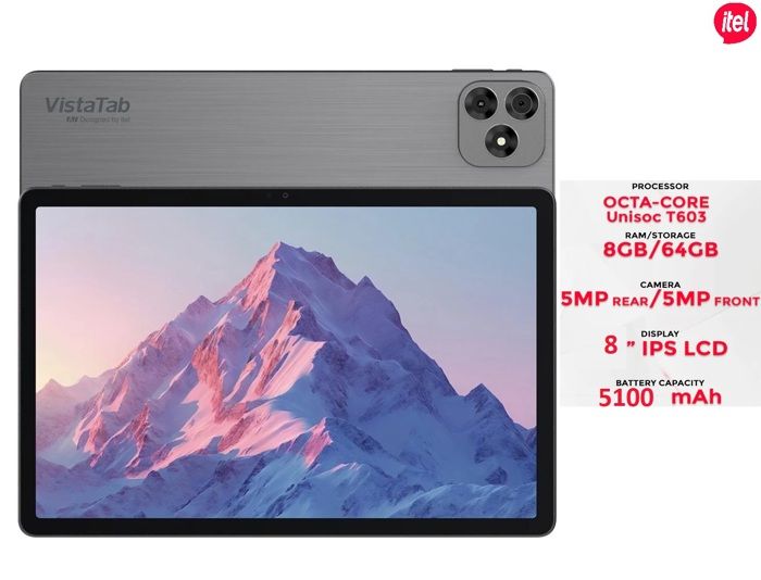 Tablette - ITEL - VistaTab10mini - 4G - 8 pouces - 64 Go - 8 Go RAM - Android 12