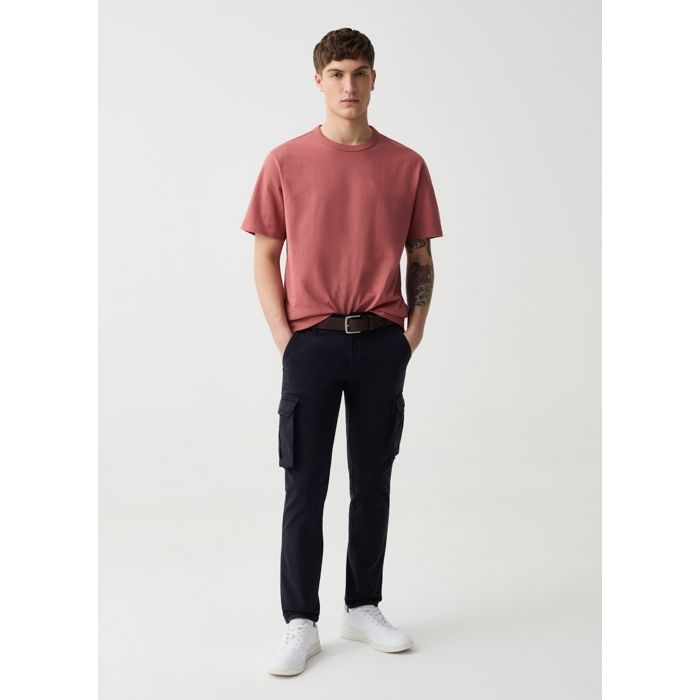 Pantalon cargo slim - Non spécifié - Bleu - 98% Coton - 2% Élasthanne - Poches multiples