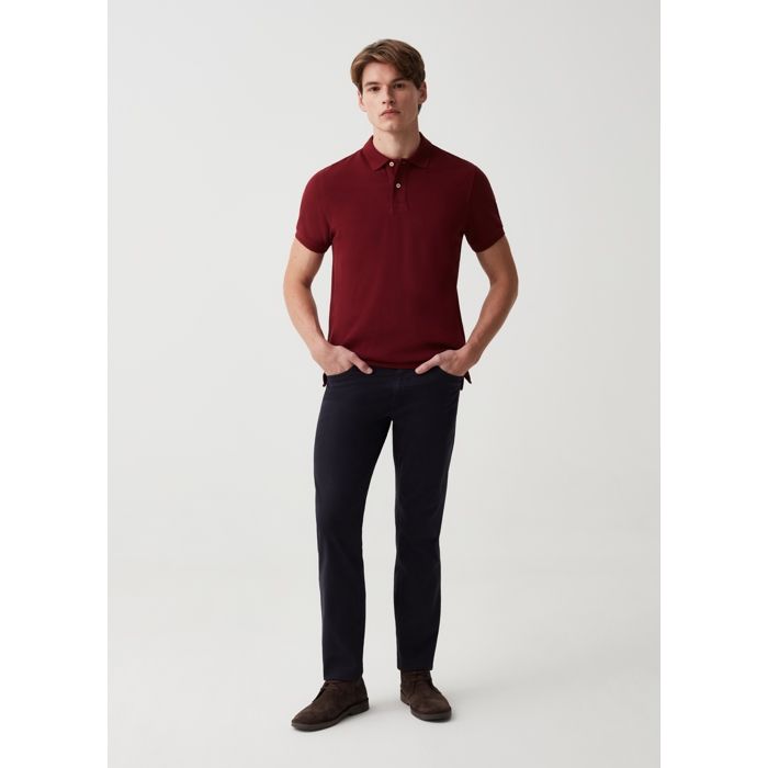 Pantalon - Non spécifié - Coupe régulière - Coton stretch - 5 poches - Bleu foncé