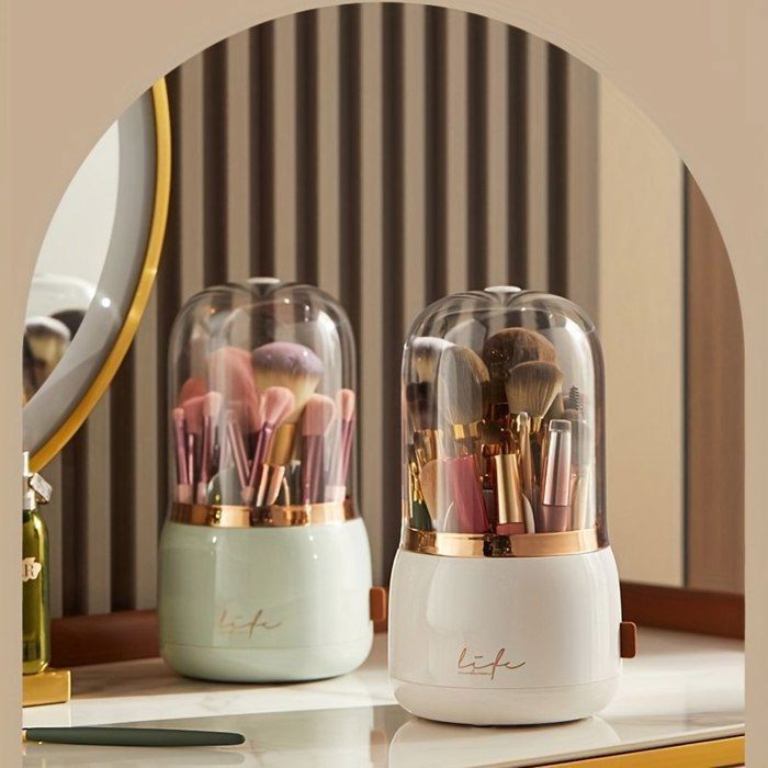 Lot de 2 Support de pinceaux de maquillage  Rotatif 360°  Antidérapant - Grande capacité